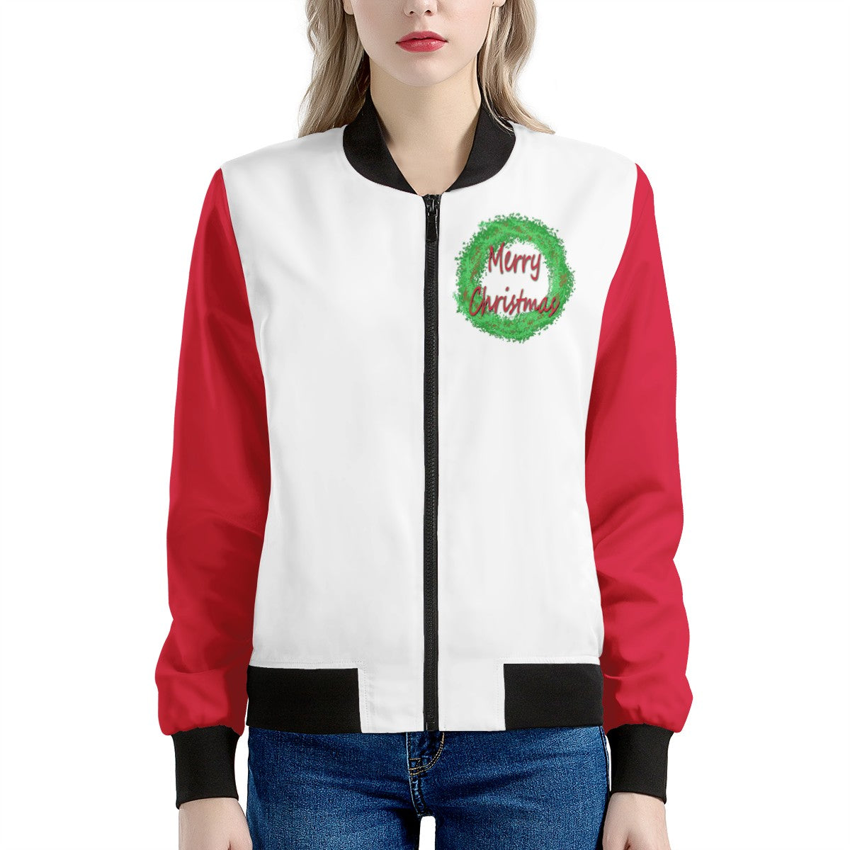 Women's Bomber Jacket - Merry Christmas - Luxtrini, LLC