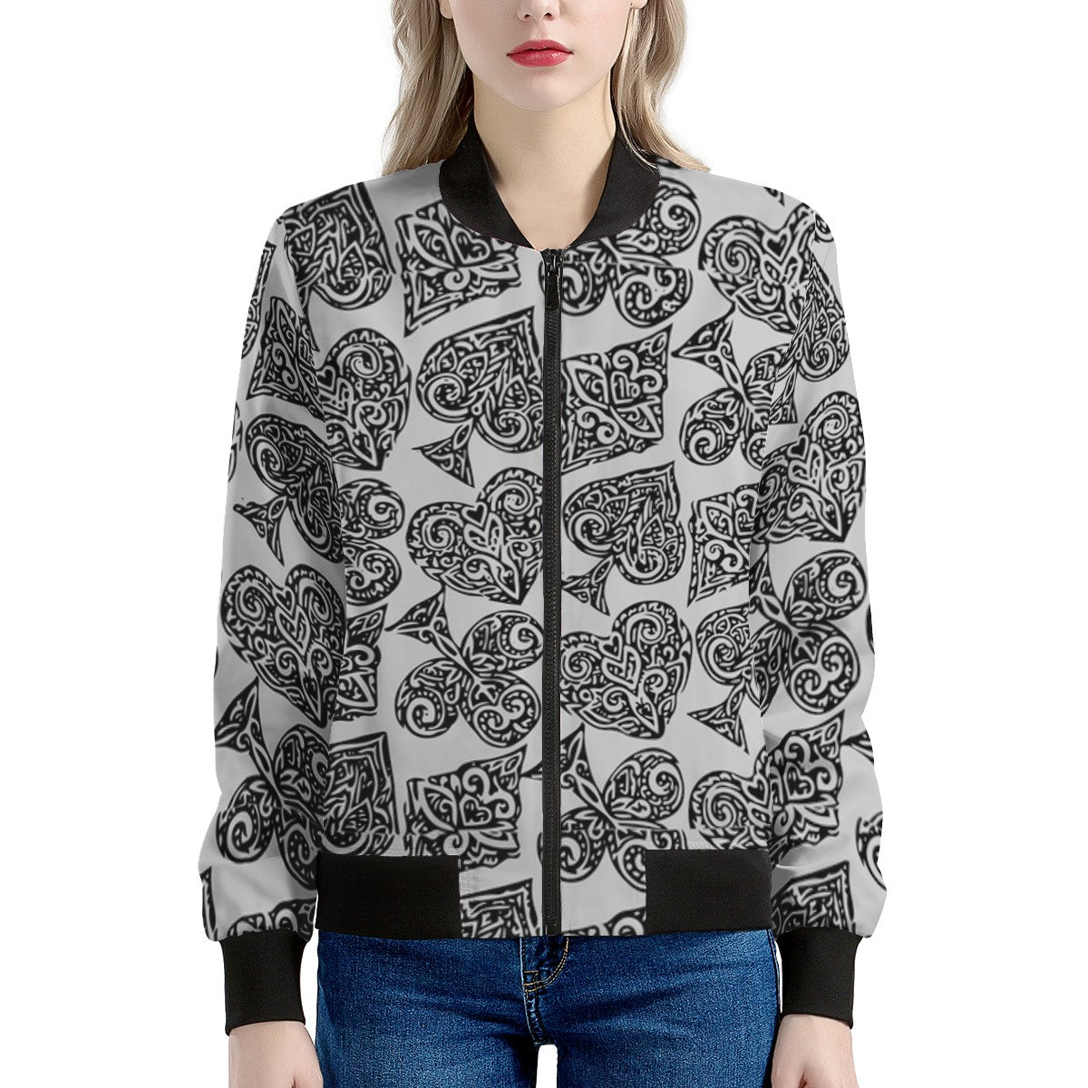 Poker Women's Bomber Jacket - Luxtrini, LLC