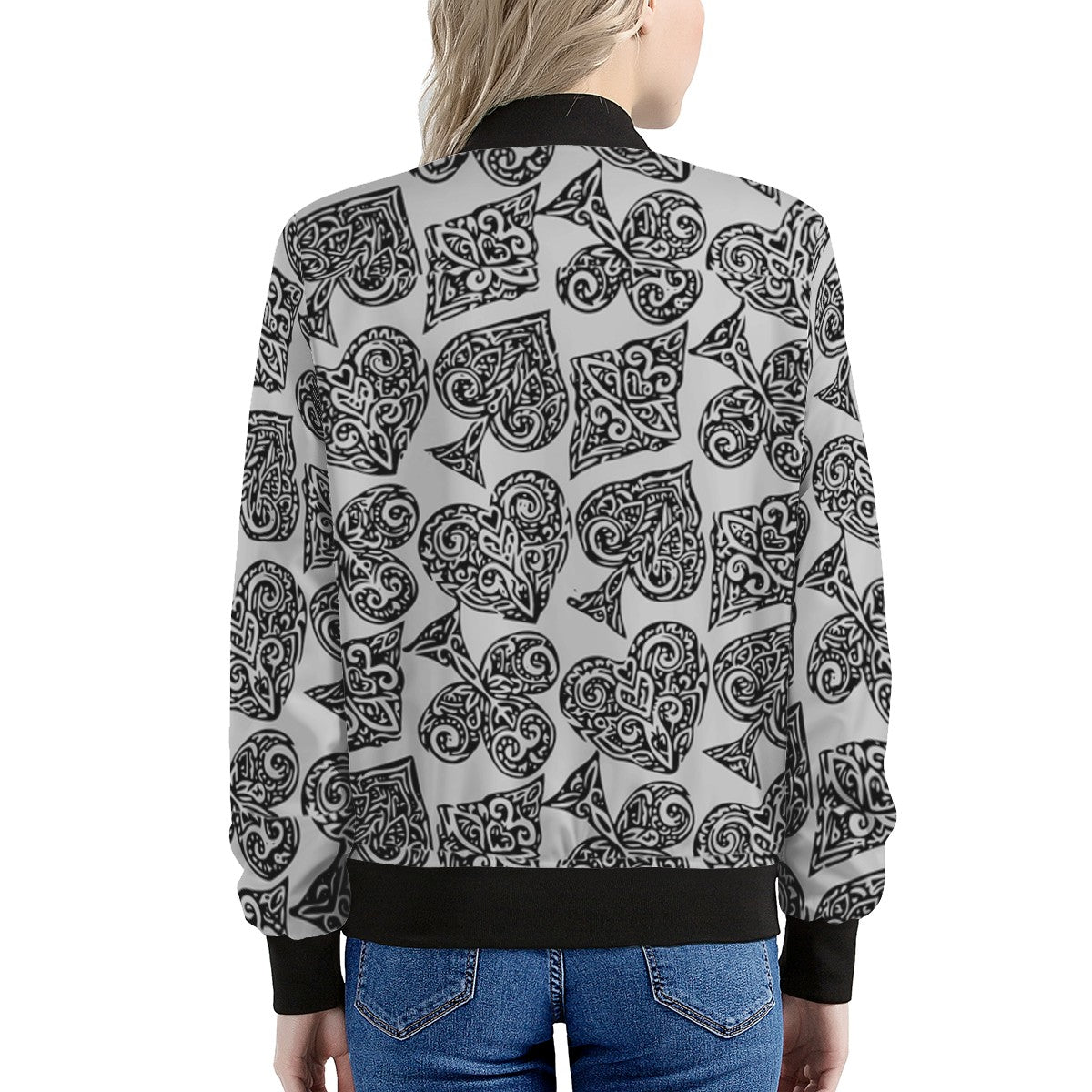 Poker Women's Bomber Jacket - Luxtrini, LLC