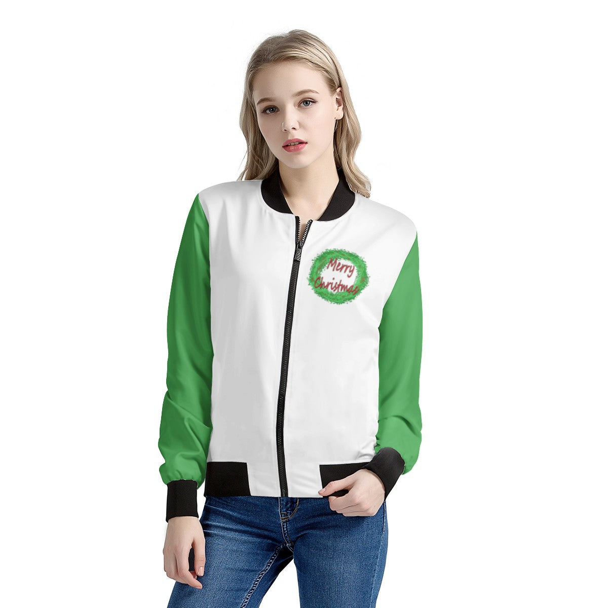 Women's Bomber Jacket - Merry Christmas - Luxtrini, LLC