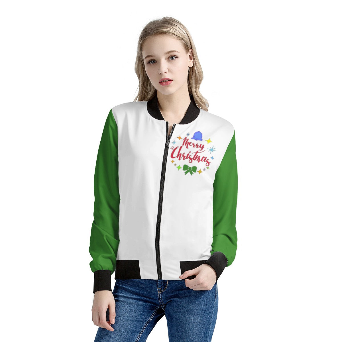 Women's Bomber Jacket - Merry Christmas - Luxtrini, LLC