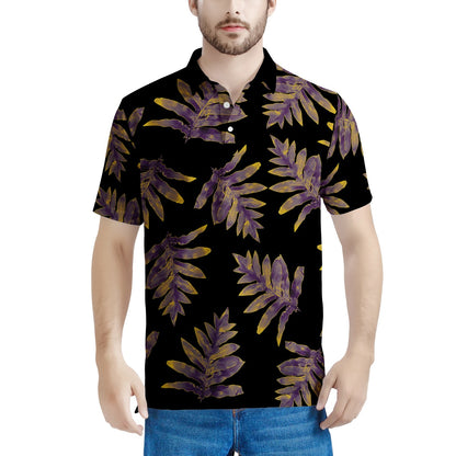 Laua'e Purple and Yellow Men's Aloha Polo Shirt