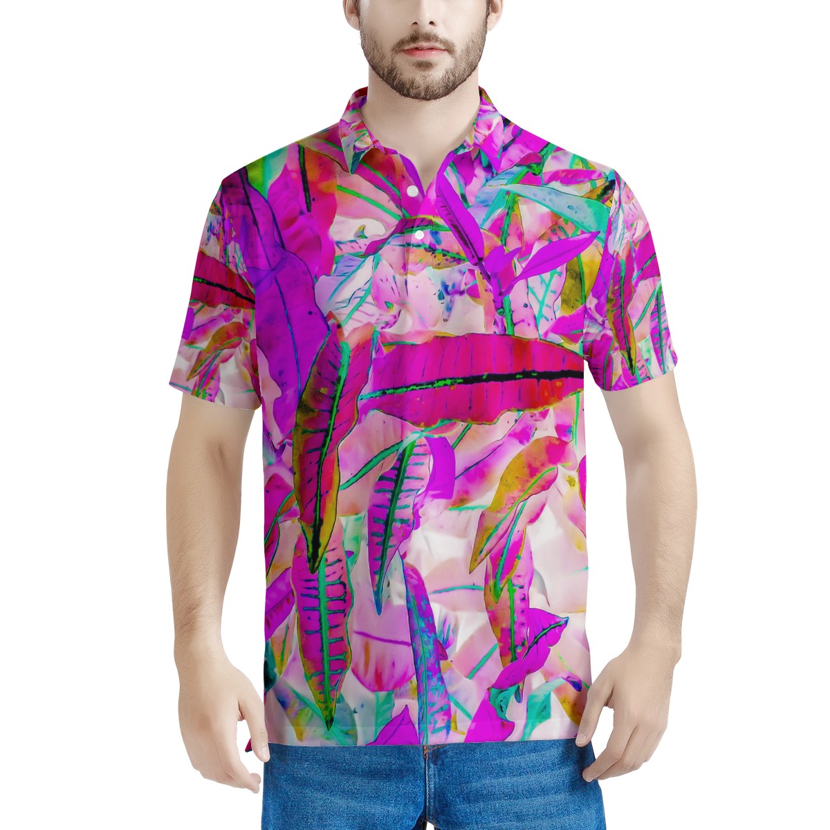 Purple Croton Men's Aloha Polo Shirt