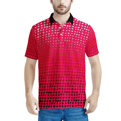 African | Ethnic | Mudcloth | #7 Red Gradient Men's Aloha Polo Shirt