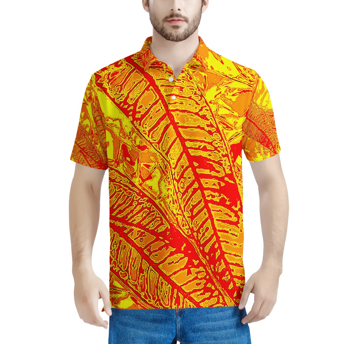 Orange Croton Men's Aloha Polo Shirt