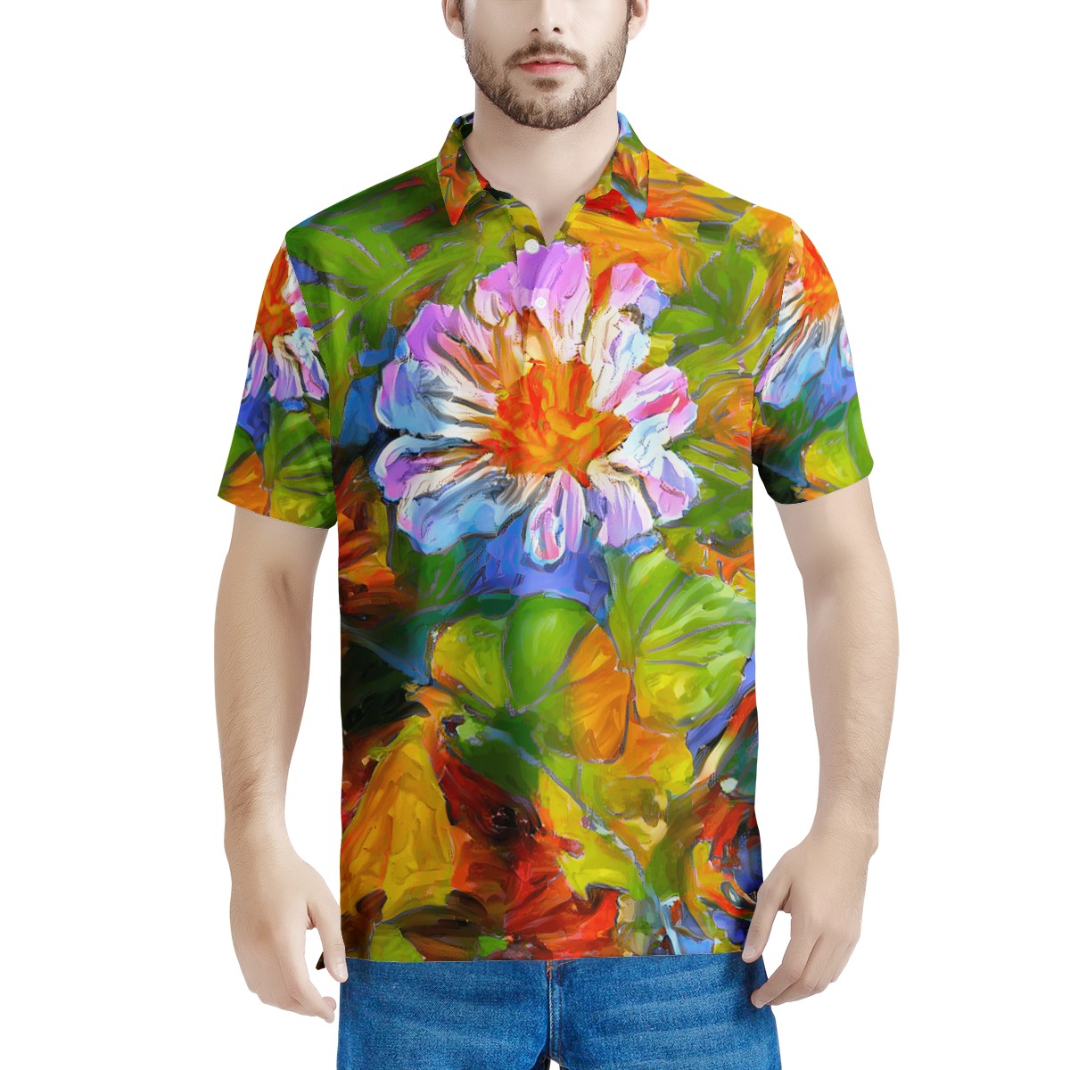 Petunia Flower Men's Aloha Polo Shirt