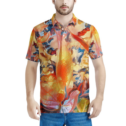 Golden Peace Lily Men's Aloha Polo Shirt