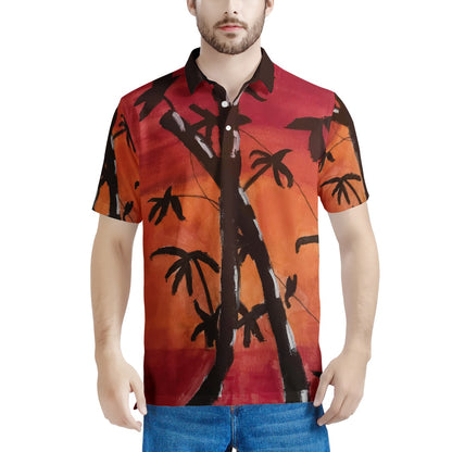 Bamboo at Sunset Men's Aloha Polo Shirt