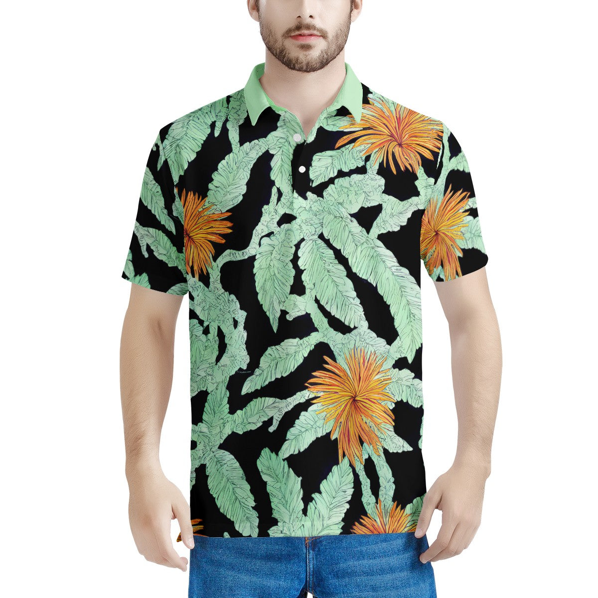 Puakenikeni Men's Aloha Polo Shirt