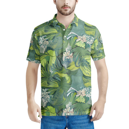 American Lotus Men's All Over Print Polo Shirt - Luxtrini, LLC