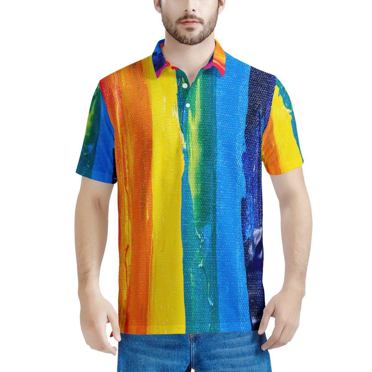 Rainbow Painting Men's Aloha Polo Shirt