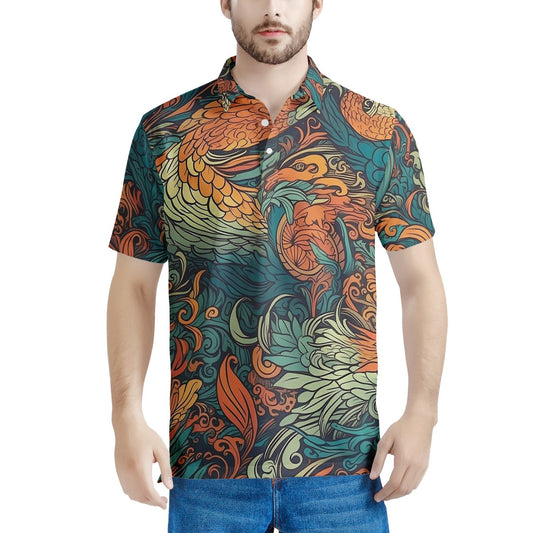 Our Exquisite Dragon and Phoenix Men's All Over Print Polo Shirt