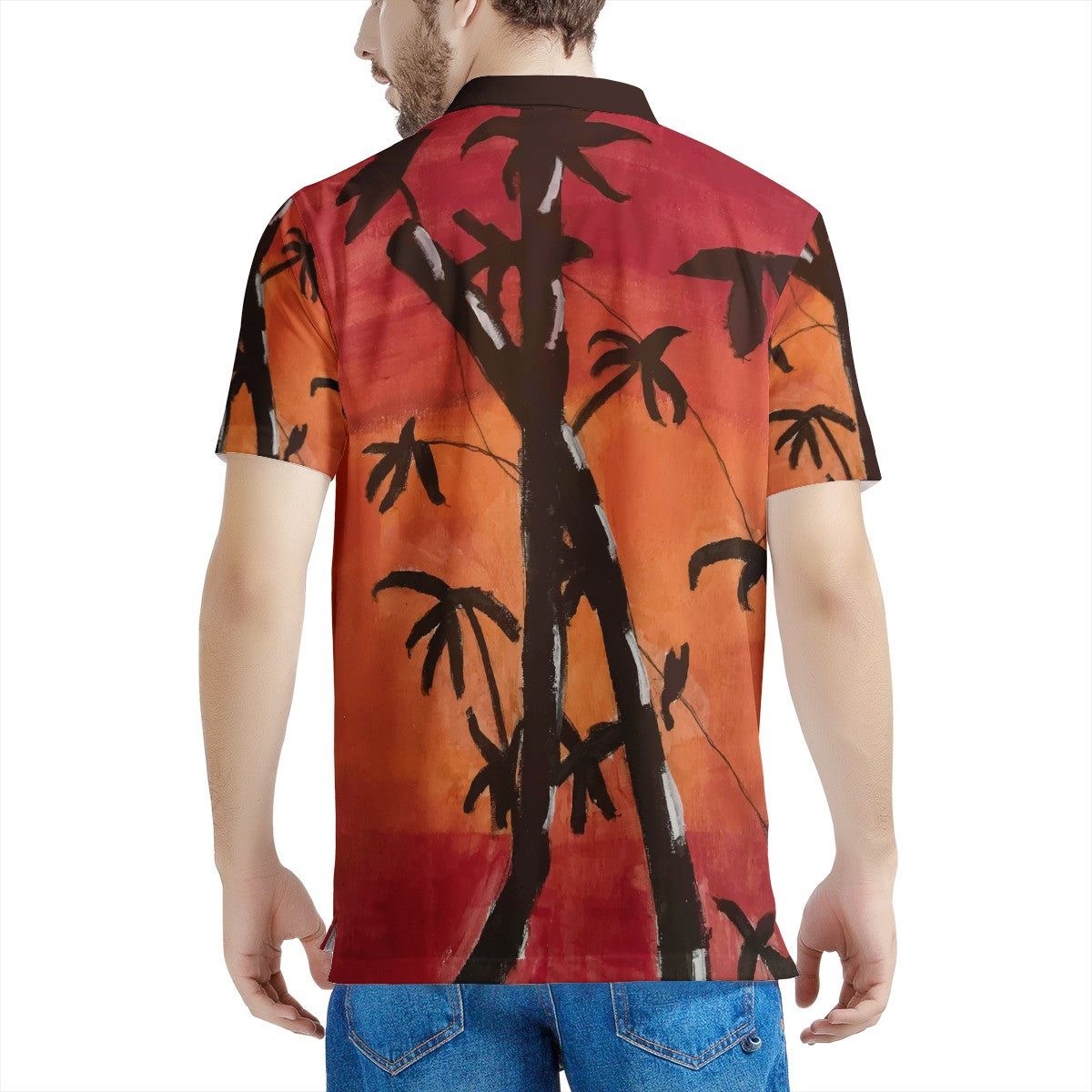 Bamboo at Sunset Men's Aloha Polo Shirt