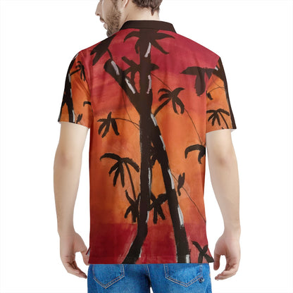 Bamboo at Sunset Men's Aloha Polo Shirt