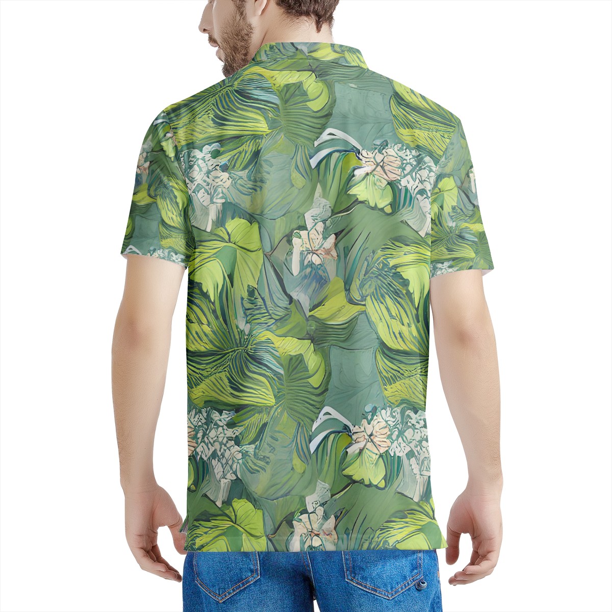 American Lotus Men's All Over Print Polo Shirt - Luxtrini, LLC