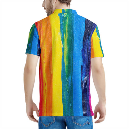 Rainbow Painting Men's Aloha Polo Shirt