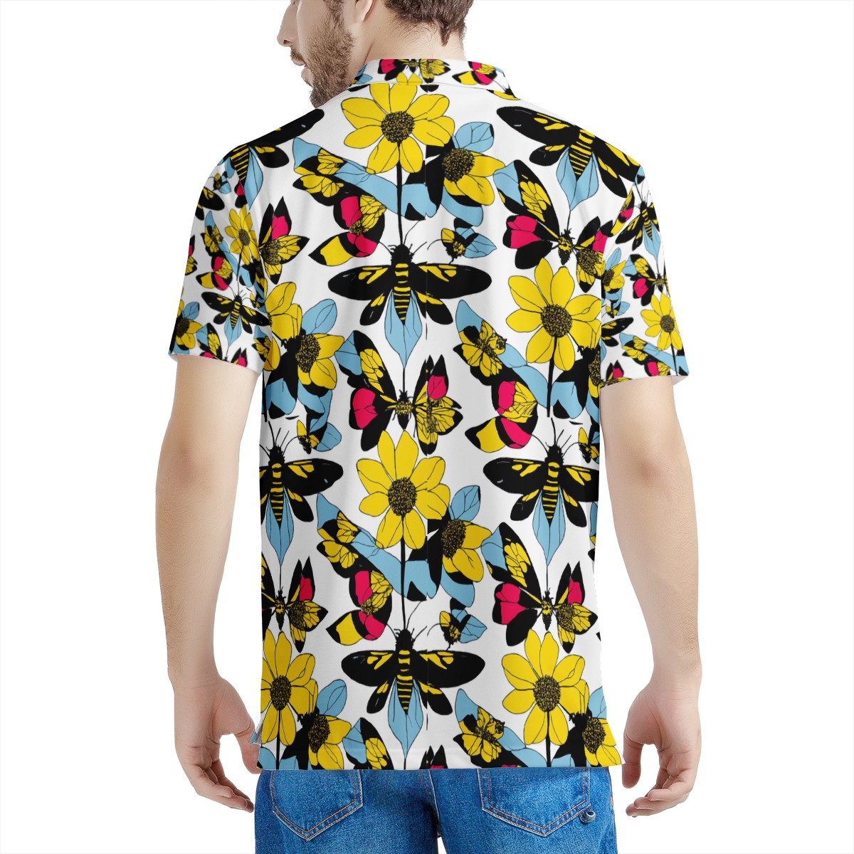 Bees and Sunflowers Men's All Over Print Polo Shirt