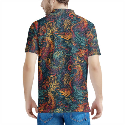 Dragon and Phoenix Men's All Over Print Polo Shirt