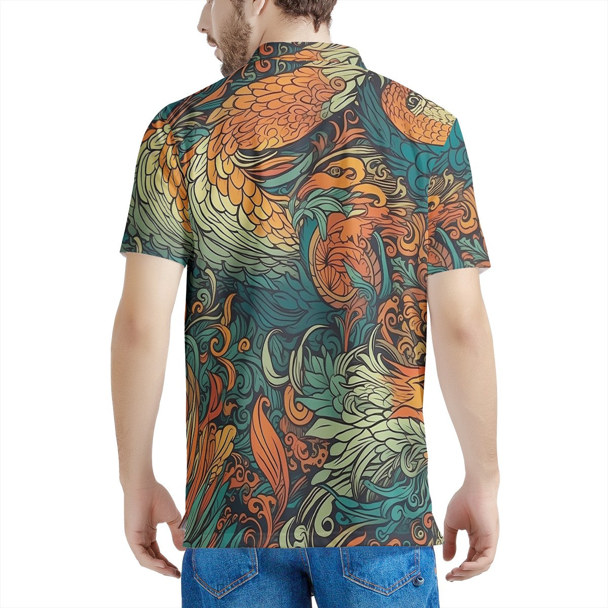 Our Exquisite Dragon and Phoenix Men's All Over Print Polo Shirt