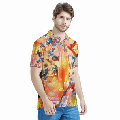 Golden Peace Lily Men's Aloha Polo Shirt