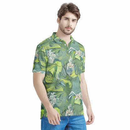 American Lotus Men's All Over Print Polo Shirt - Luxtrini, LLC