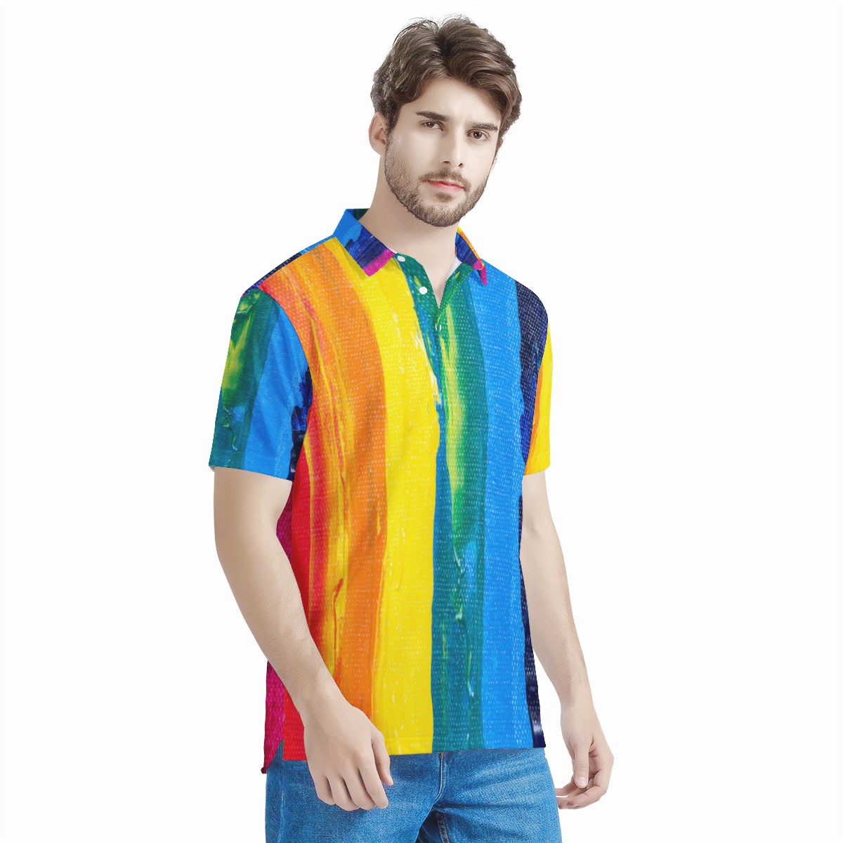 Rainbow Painting Men's Aloha Polo Shirt