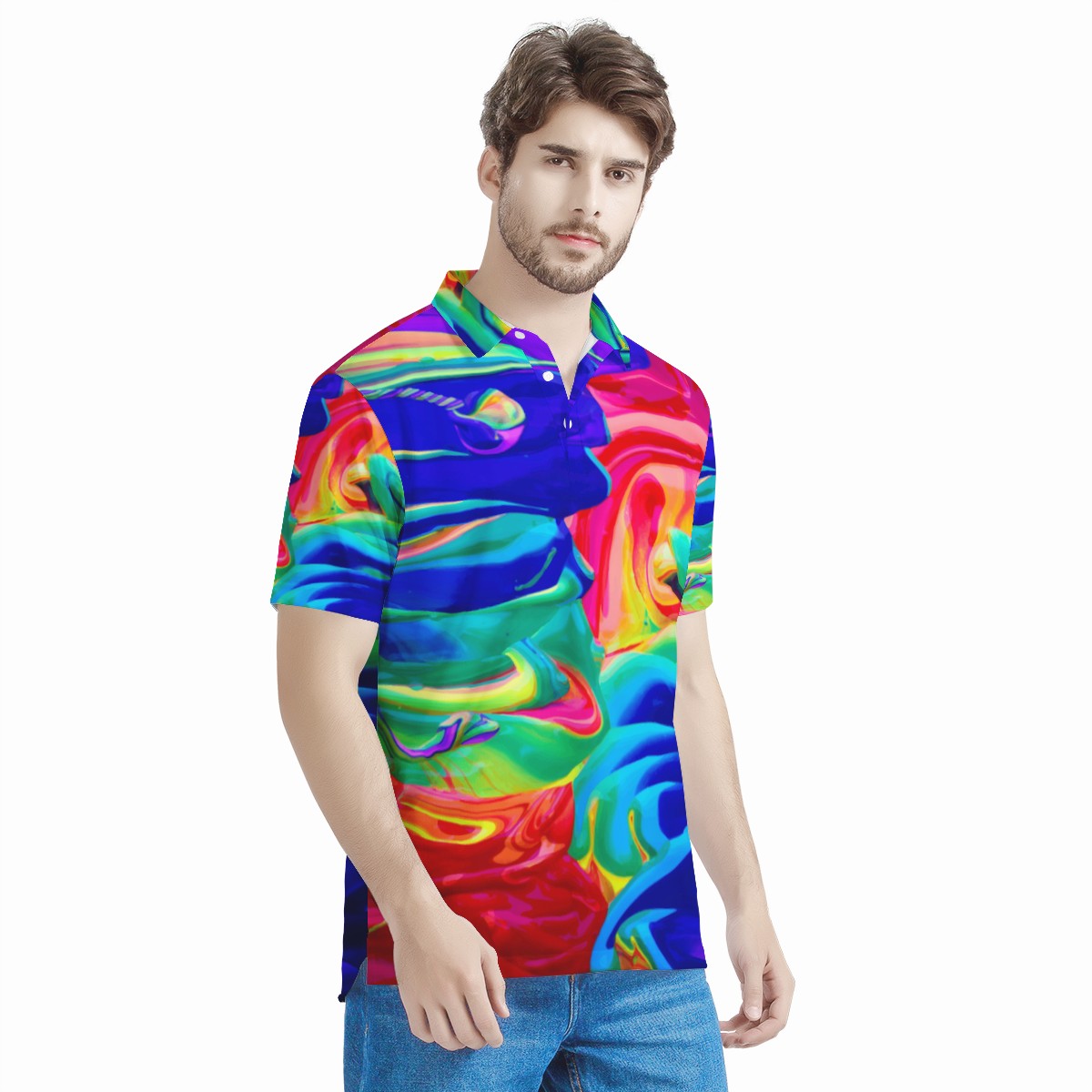 Rainbow Confusion Men's Aloha Polo Shirt