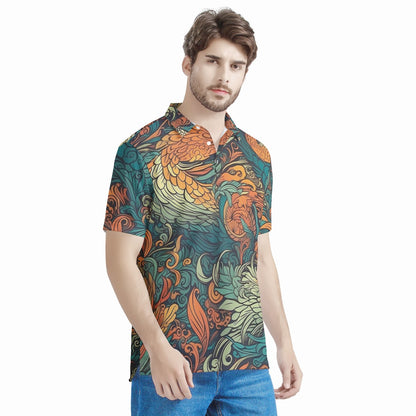 Our Exquisite Dragon and Phoenix Men's All Over Print Polo Shirt