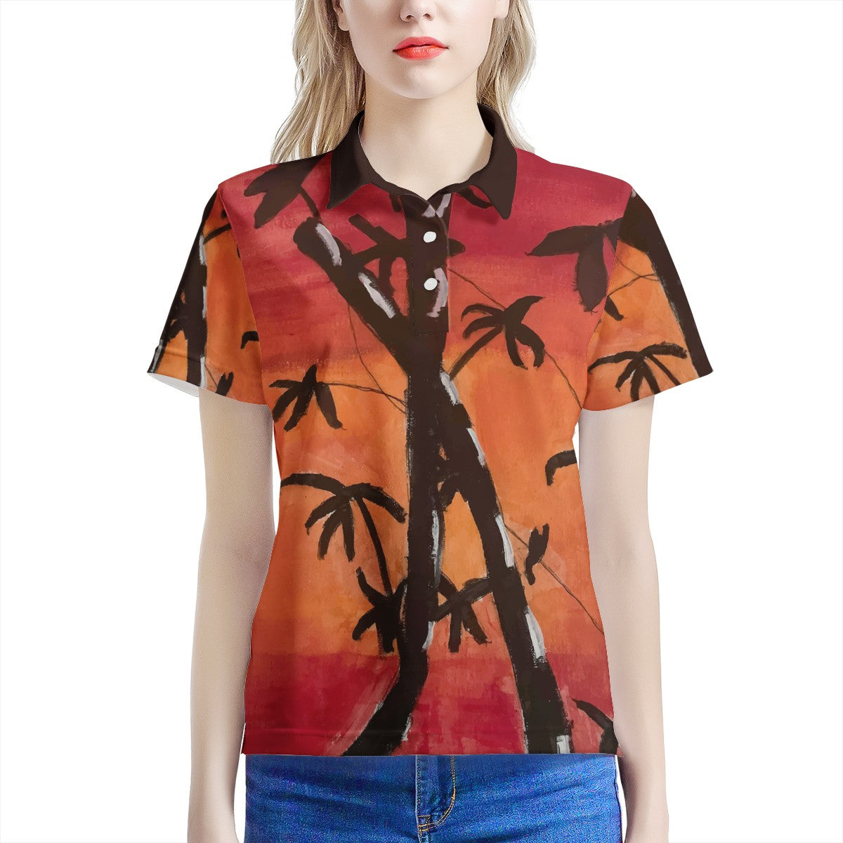 Bamboo at Sunset Women’s Aloha Polo Shirt