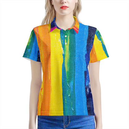 Rainbow Painting Women’s Aloha Polo Shirt