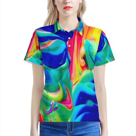 Rainbow Confusion Women’s Aloha Polo Shirt