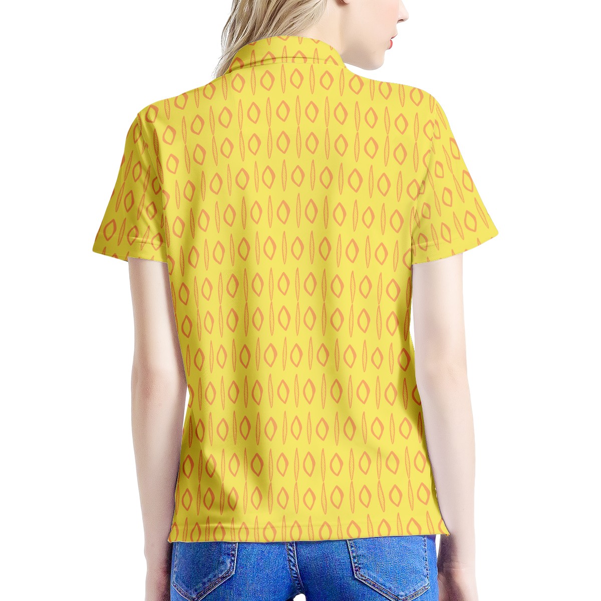 African | Ethnic | Mudcloth | #14 Yellow Women’s Aloha Polo Shirt