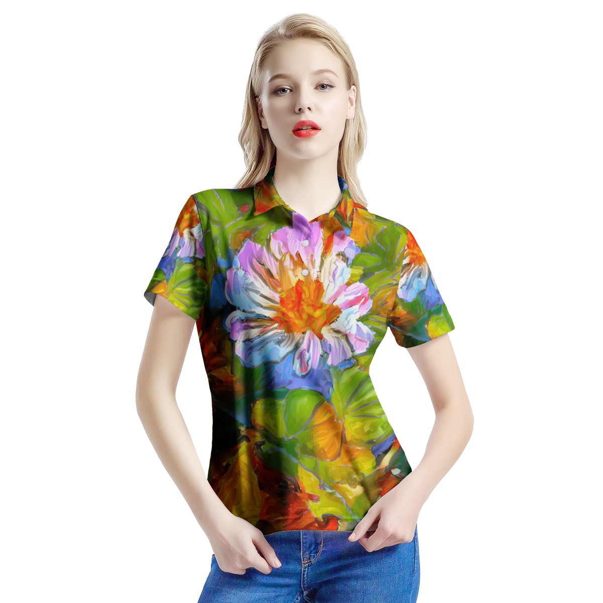 Petunia Flower Women’s Aloha Polo Shirt