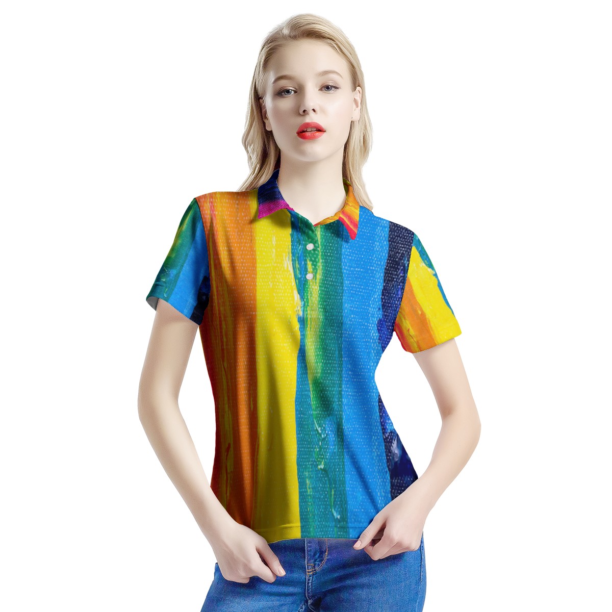 Rainbow Painting Women’s Aloha Polo Shirt