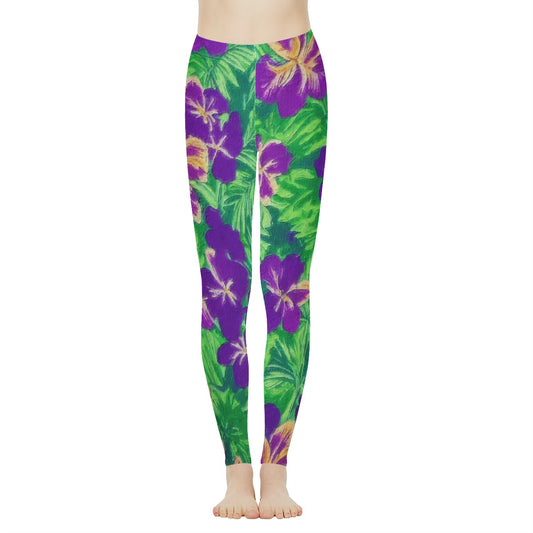 Blue Flag Iris on Green Women's Leggings - Luxtrini, LLC