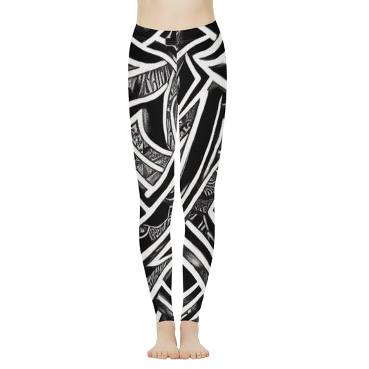 Black and White Polynesian Women's Leggings