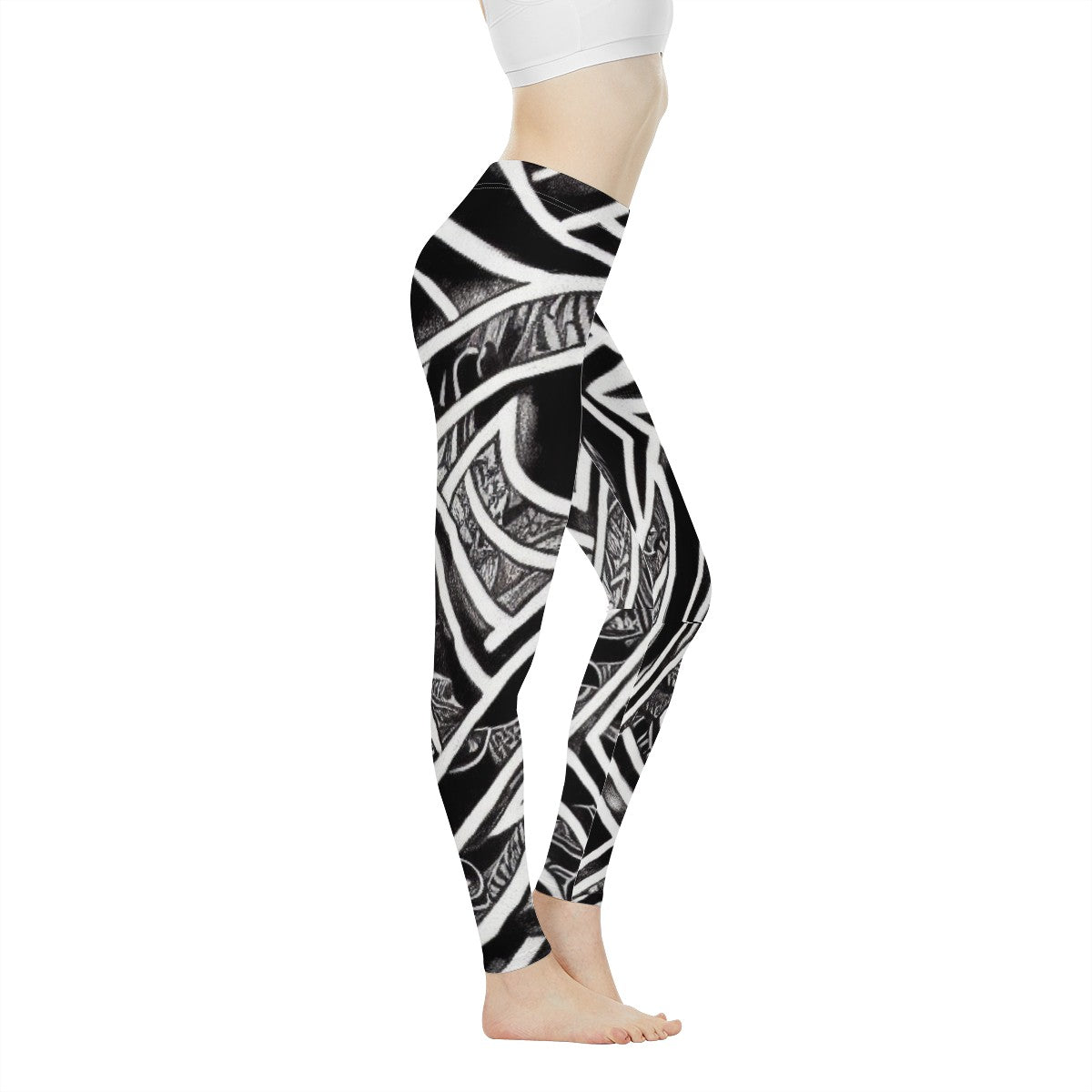 Black and White Polynesian Women's Leggings