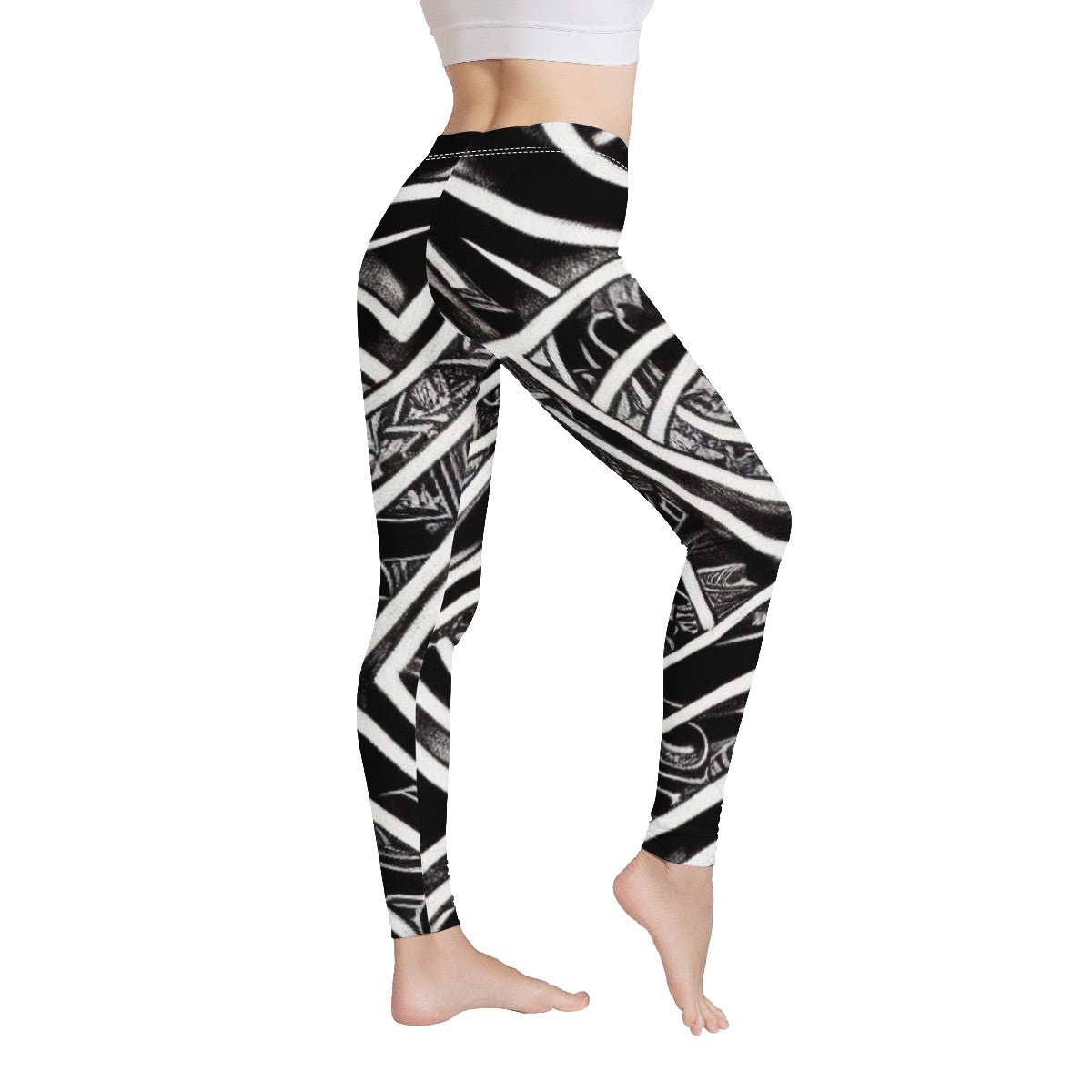 Black and White Polynesian Women's Leggings