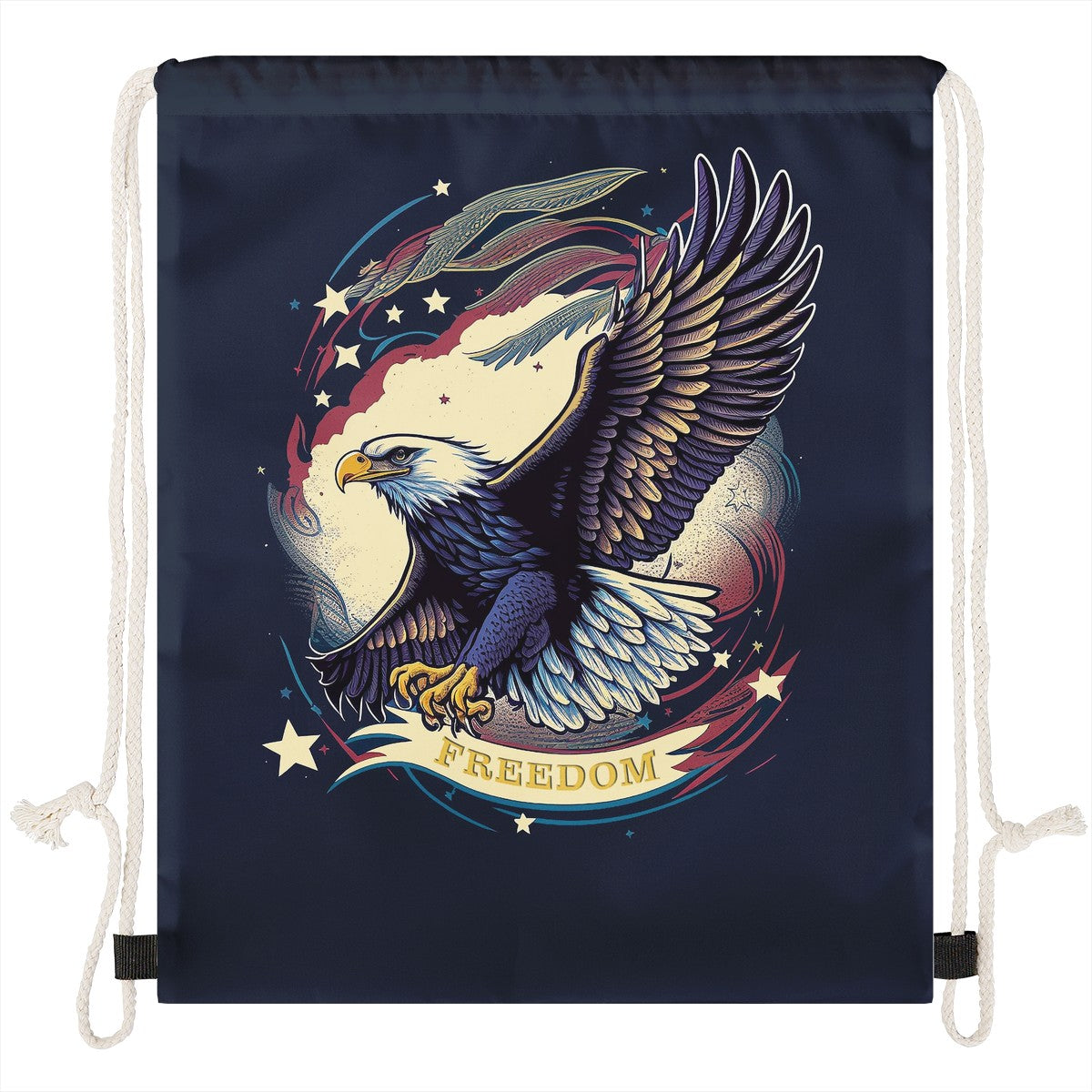 Freedom Flyer: Celebrating the Bald Eagle as a Symbol of Freedom and Strength in the USA Drawstring Bags