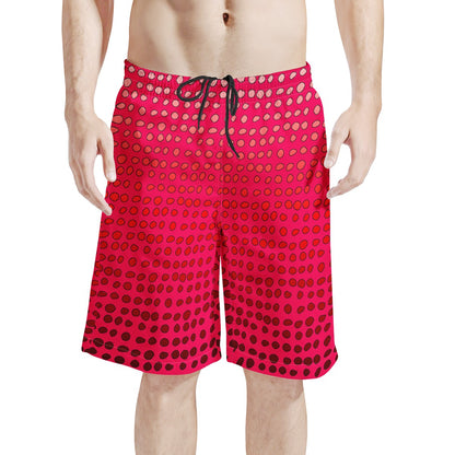 Men's All Over Print Board Shorts - African Mudcloth #7 Red Gradient - Luxtrini, LLC