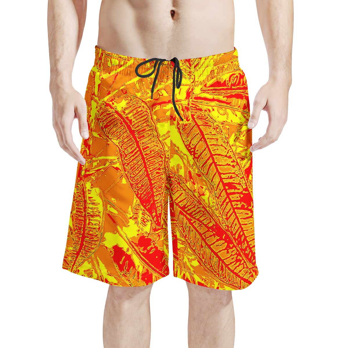 Men's All Over Print Board Shorts - Orange Croton - Luxtrini, LLC