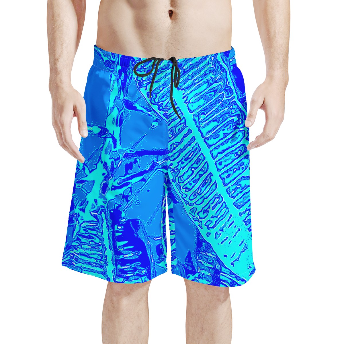 Men's All Over Print Board Shorts -Vibrant Blue Croton - Luxtrini, LLC