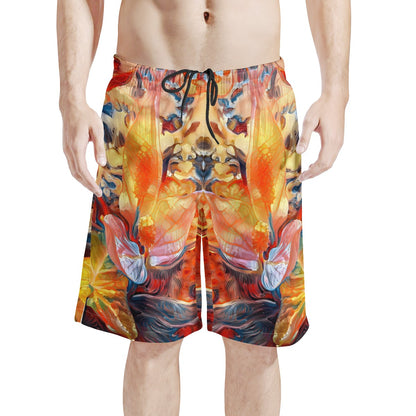 Men's All Over Print Board Shorts - Golden Peace Lily - Luxtrini, LLC