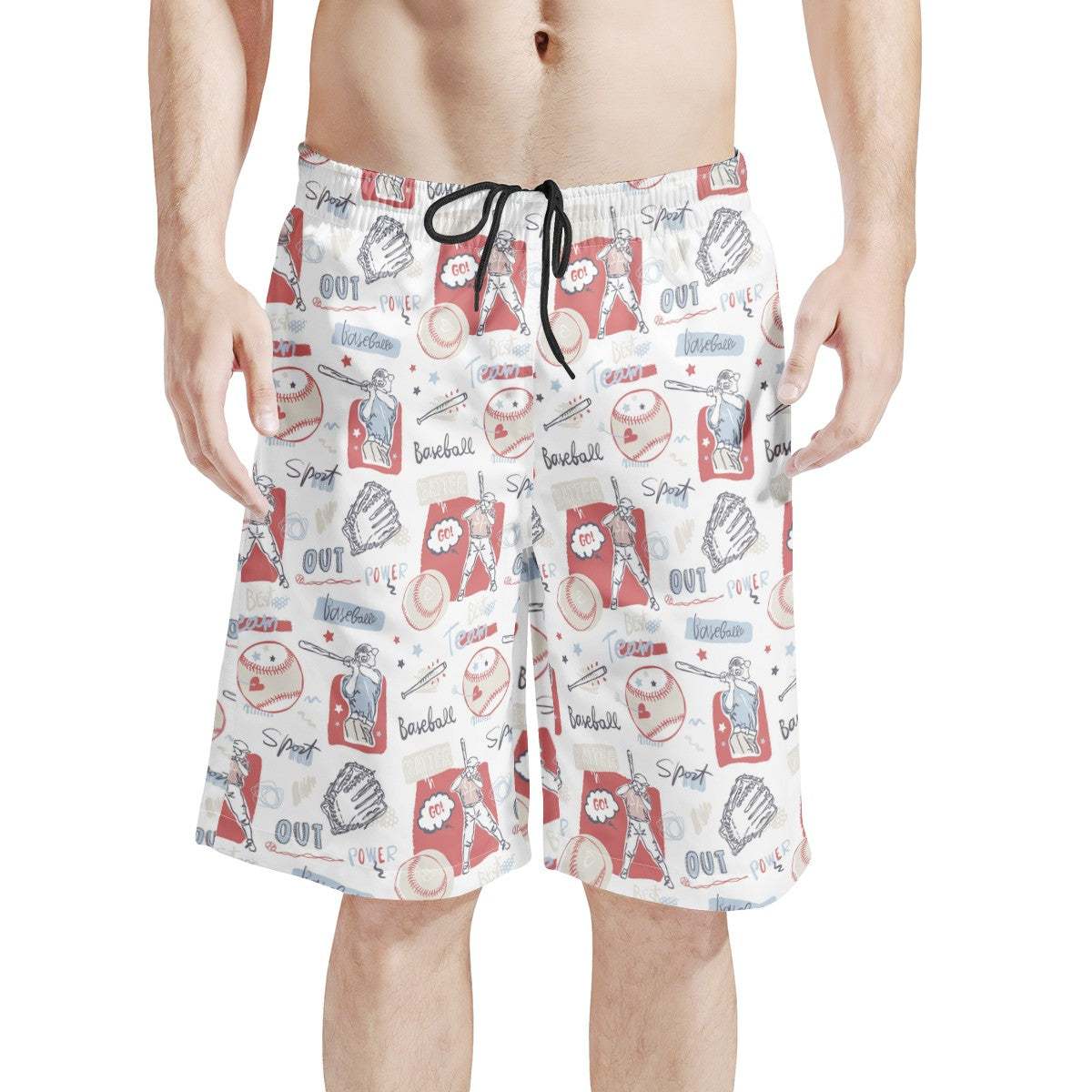 Men's All Over Print Board Shorts - Baseball Motif #2 - Luxtrini, LLC