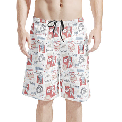 Men's All Over Print Board Shorts - Baseball Motif #2 - Luxtrini, LLC