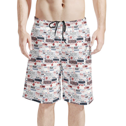 Men's All Over Print Board Shorts - Baseball Motif #5 - Luxtrini, LLC