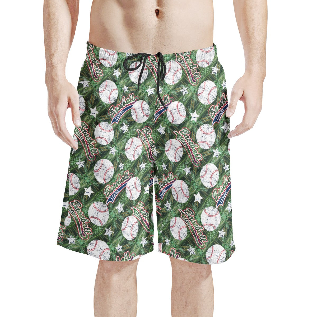 Men's All Over Print Board Shorts - Baseball Motif #1 - Luxtrini, LLC