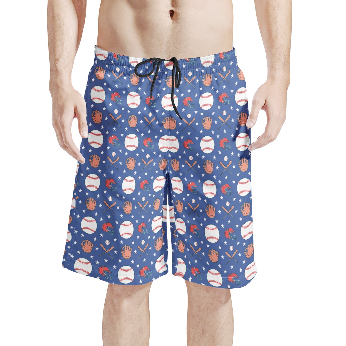 Men's All Over Print Board Shorts - Baseball Motif #4 - Luxtrini, LLC