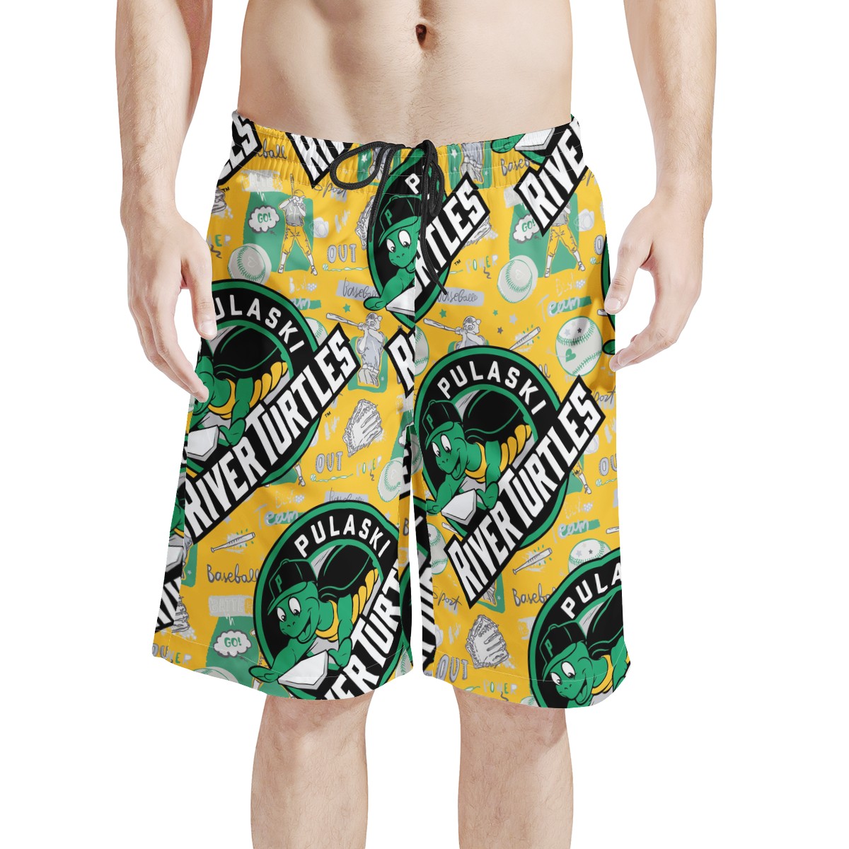 Men's All Over Print Board Shorts - Pulaski River Turtles Fan - Luxtrini, LLC