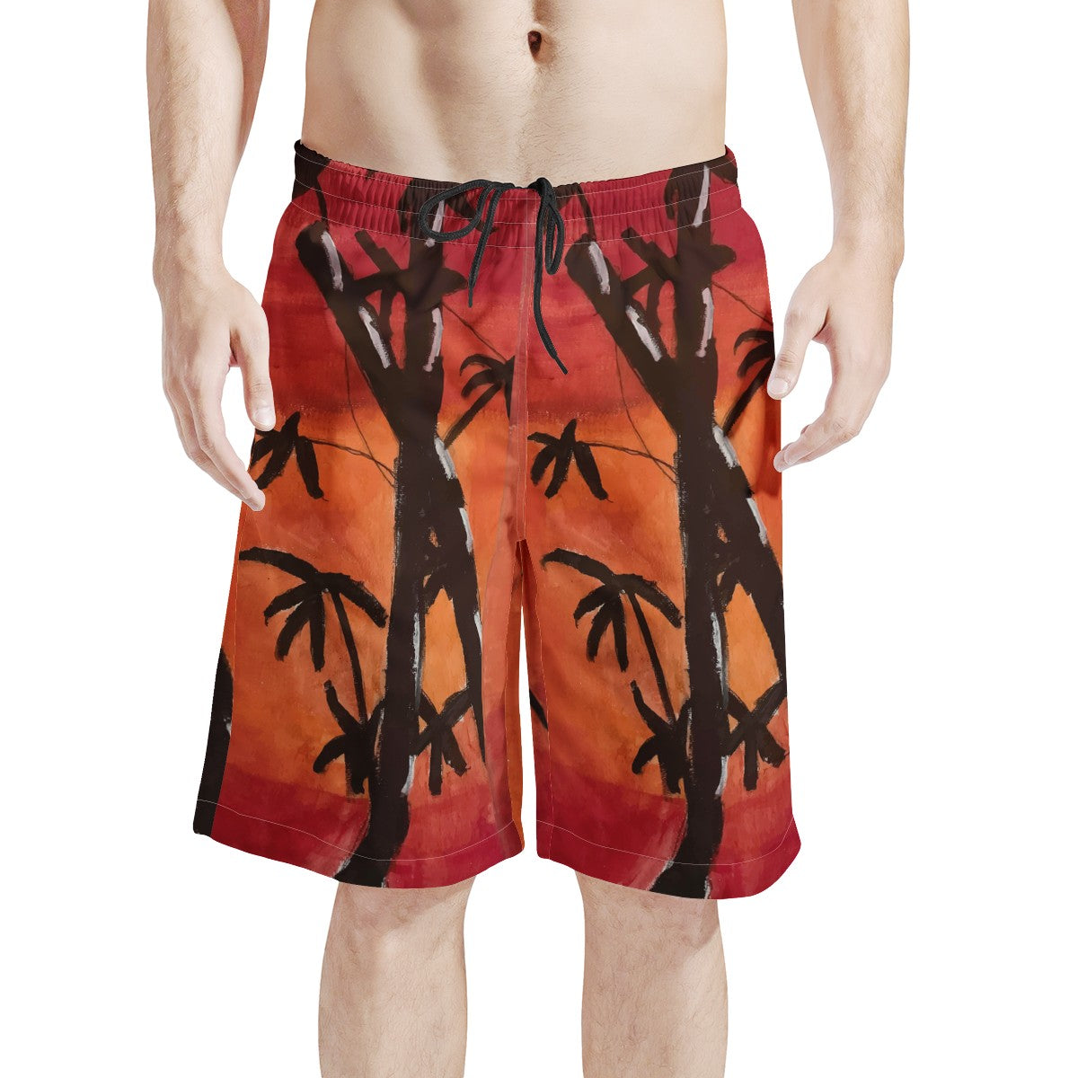 Men's All Over Print Board Shorts - Bamboo at Sunset - Luxtrini, LLC